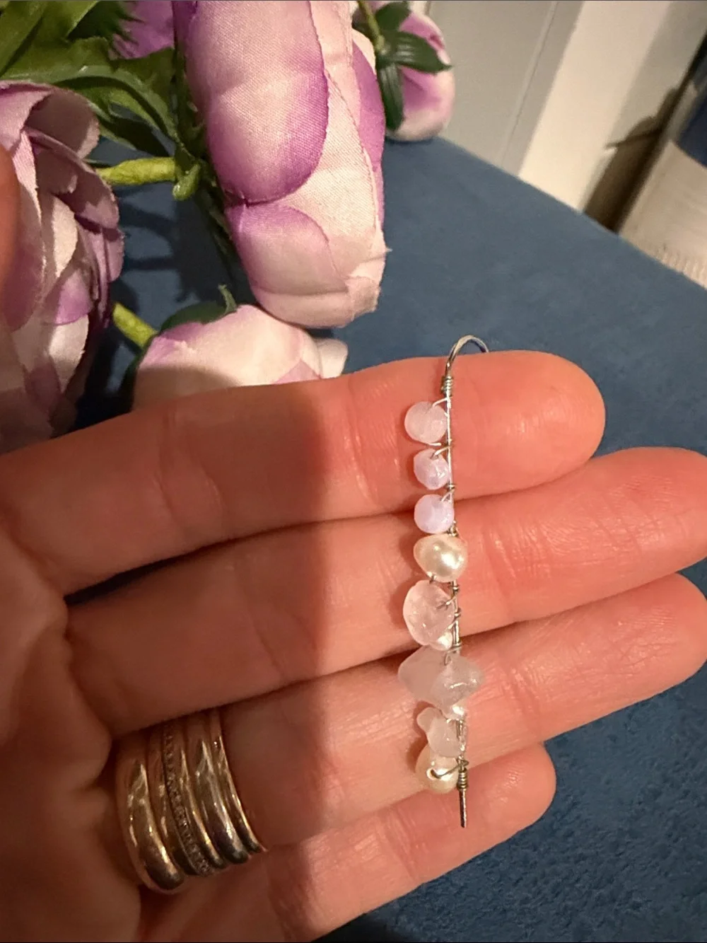 Delicate Pink and White Bead Drop Earrings - Women Fashion Jewelry
